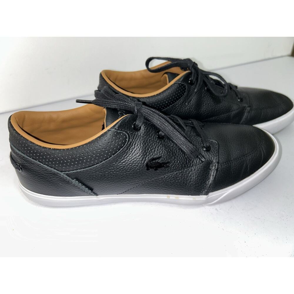 Lacoste Bayliss Vulc PRM Men's Black Leather Sneakers Size US 8.5